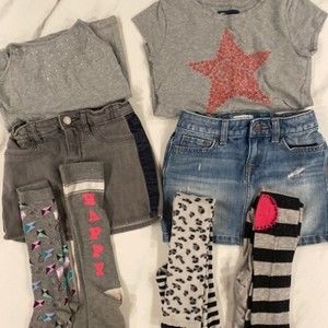 Gap Kids + Old navy Adorable Girls/Kids Size 7/8 Bundle (4 piece + 4 sock/tight)